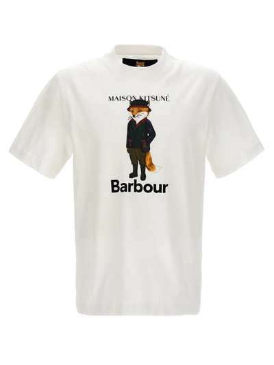 Shop Barbour X Maison Kitsuné T-shir In White