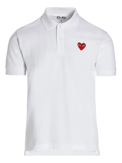 Shop Comme Des Garçons Play Logo Patch Polo Shirt In White