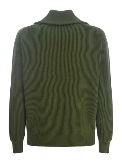 Shop Drôle De Monsieur Sweater Drole De Monsieur "la Maille Zippé" In Green