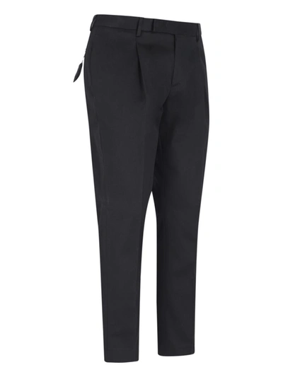 Pt Torino Navy Blue Cotton Trousers In Black