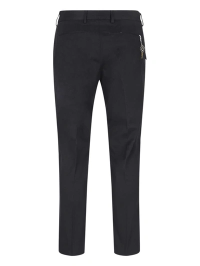 Pt Torino Navy Blue Cotton Trousers In Black