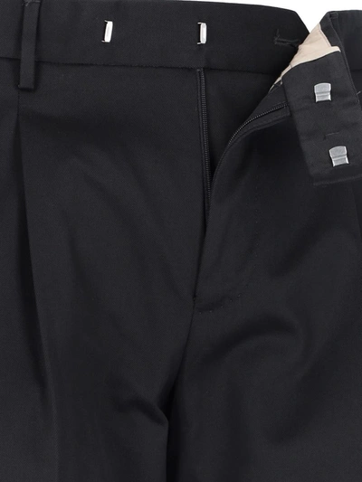 Pt Torino Navy Blue Cotton Trousers In Black