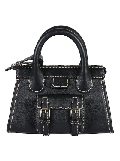 Shop Chloé Black Leather Edith Mini Handbag