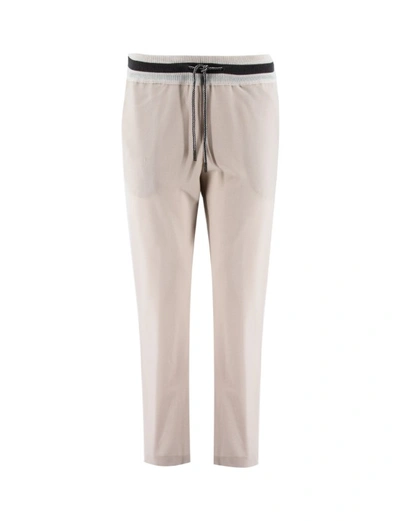 Shop Panicale Beige Wool Blend Trousers With Drawstring Waist In Neutrals
