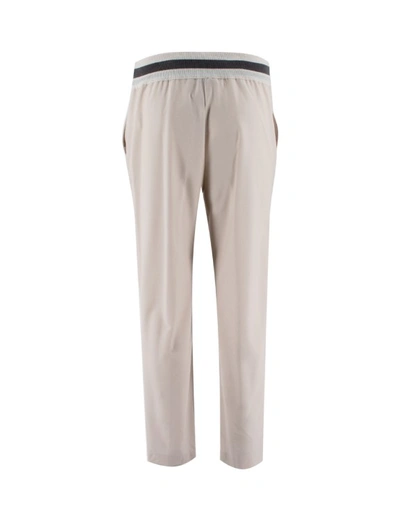 Shop Panicale Beige Wool Blend Trousers With Drawstring Waist In Neutrals