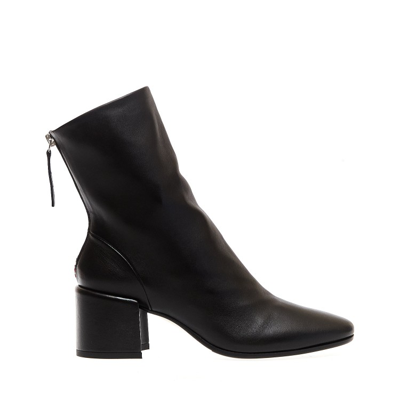 Shop Halmanera Black Leather Ankle Boot Heel