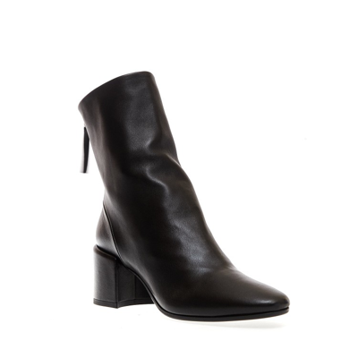 Shop Halmanera Black Leather Ankle Boot Heel