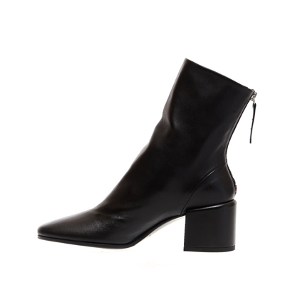 Shop Halmanera Black Leather Ankle Boot Heel