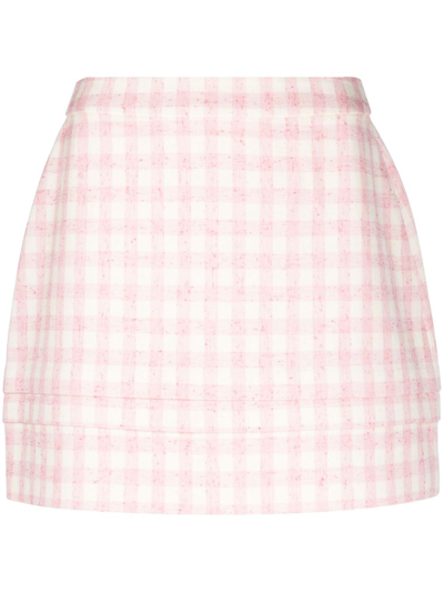 Shop Shushu-tong Pink Tuck Checked Mini Skirt