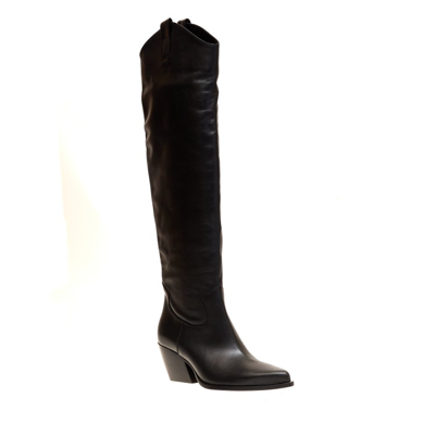 Shop Elena Iachi 70mm Heel Black Leather Boots