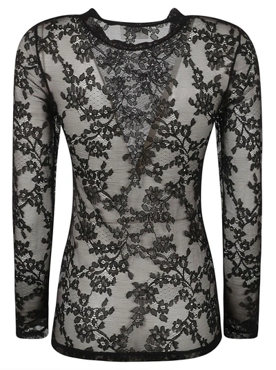 Shop P.a.r.o.s.h Floral Lace Top In Black
