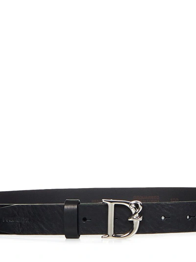 Dsquared2 Black Vintage-effect Leather Belt In Black