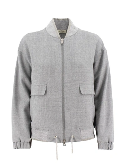 Shop Panicale Grey Bomber Jacket