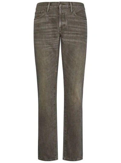 Shop Tom Ford Khaki Straight Leg Jeans In Grey