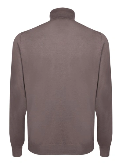 Shop Dell'oglio Beige High Neck Pullover In Grey