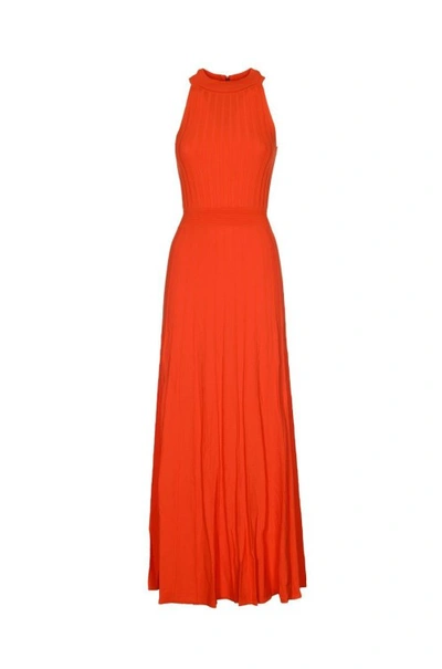 Shop Michael Kors Orange Ankle-length Halterneck Dress