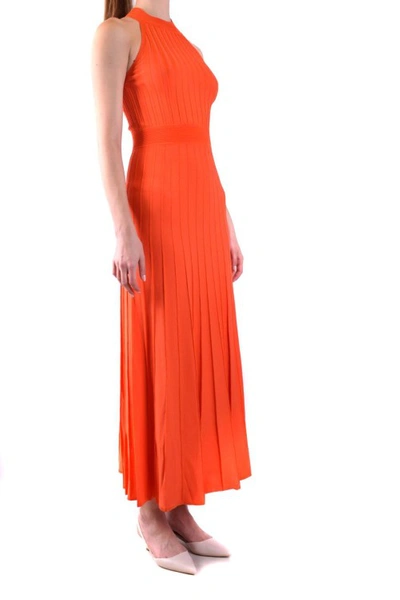 Shop Michael Kors Orange Ankle-length Halterneck Dress