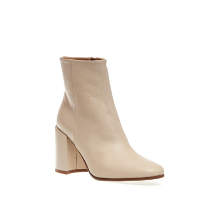 Shop Halmanera Ivory Leather Ankle Boot Heel In Brown