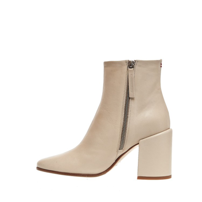 Shop Halmanera Ivory Leather Ankle Boot Heel In Brown