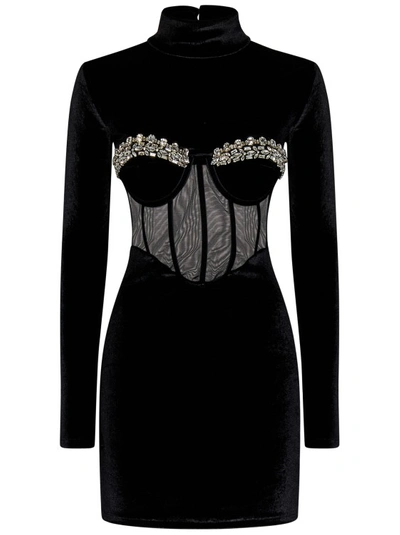 Shop Amen Short Black Velvet Dress