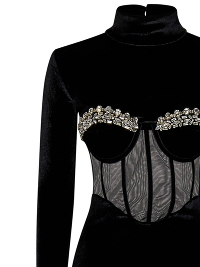 Shop Amen Short Black Velvet Dress