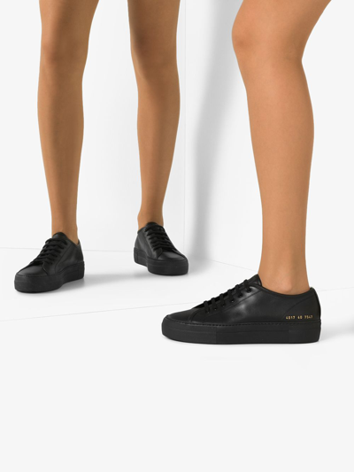 Shop Common Projects Tournament Low Super Leather Sneakers In Black