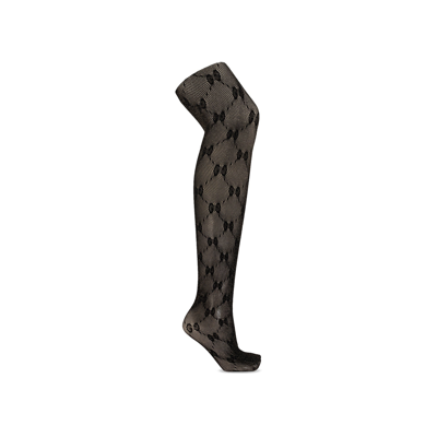 GG knit tights in black and silver