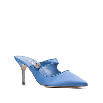 Manolo Blahnik Crystal Button Muller Heels