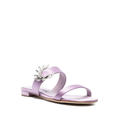Manolo Blahnik Crystal Embellished Flat Mules