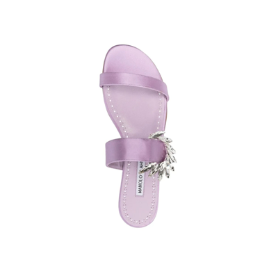 Manolo Blahnik Crystal Embellished Flat Mules