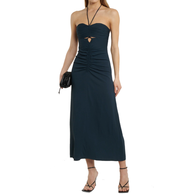 Self-portrait Cutout Ruched Halterneck Maxi Dress