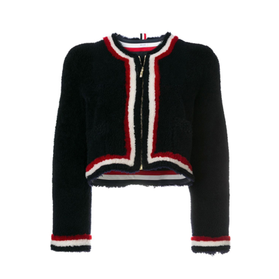 Shop Thom Browne Dyed Shearling Jacket