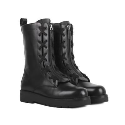 Shop Valentino Garavani  Garavani Combat Leather Boots