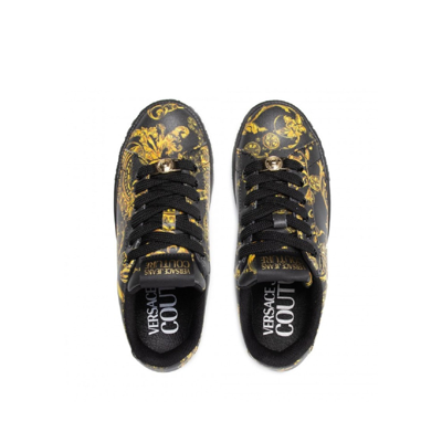 Shop Versace Jeans Couture Printed Leather Sneakers