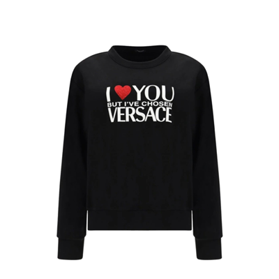 Versace Black Cotton Logo Sweatshirt