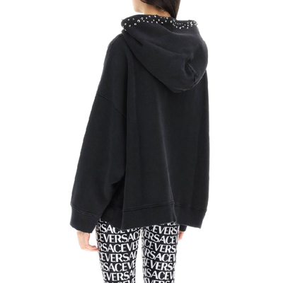 Versace Stud-embellished Logo Cotton Hoodie