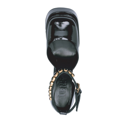 Shop Versace Leather Platform Sandals