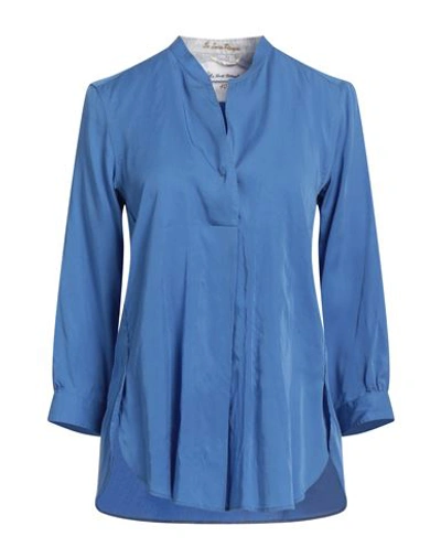Shop Le Sarte Pettegole Woman Top Azure Size 8 Tencel In Blue