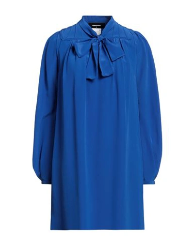 Shop Dsquared2 Woman Mini Dress Bright Blue Size 2 Silk