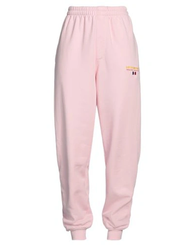 Shop Vetements Woman Pants Light Pink Size M Cotton, Elastane