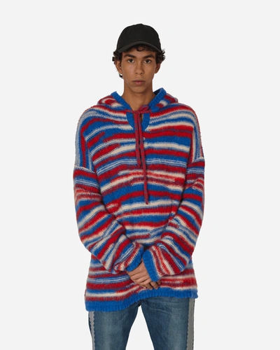 Shop Erl Oversized Hooded Sweater Red / In Blue