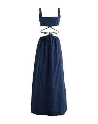 Shop Agua By Agua Bendita Woman Maxi Dress Midnight Blue Size M Cotton