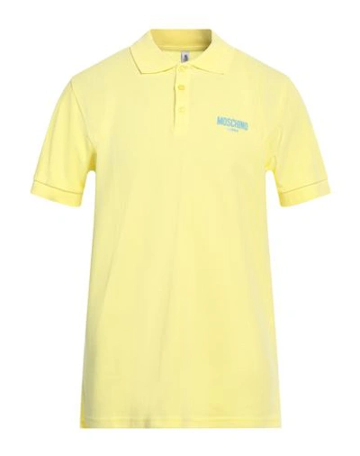 Shop Moschino Man Polo Shirt Yellow Size S Cotton