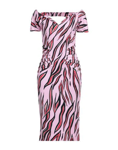 Shop Cavalli Class Woman Midi Dress Pink Size 10 Viscose, Elastane