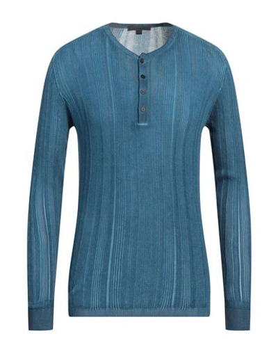 Shop John Varvatos Man Sweater Slate Blue Size Xxl Cotton