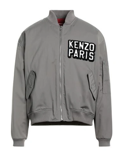 Shop Kenzo Man Jacket Grey Size L Polyester, Polyamide, Acrylic, Cotton, Elastane