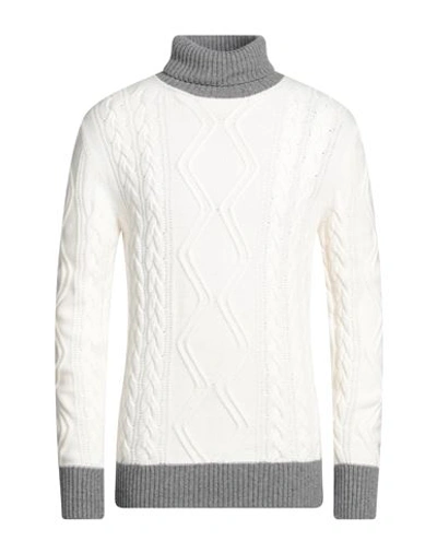 Shop Mqj Man Turtleneck Ivory Size 44 Polyamide, Wool, Viscose, Cashmere In White