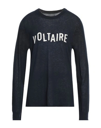 Shop Zadig & Voltaire Man Sweater Midnight Blue Size Xl Cashmere