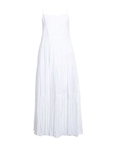 Shop European Culture Woman Maxi Dress White Size L Cotton, Ramie, Silk