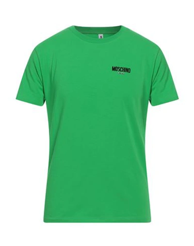Shop Moschino Man T-shirt Green Size Xxl Cotton, Elastane